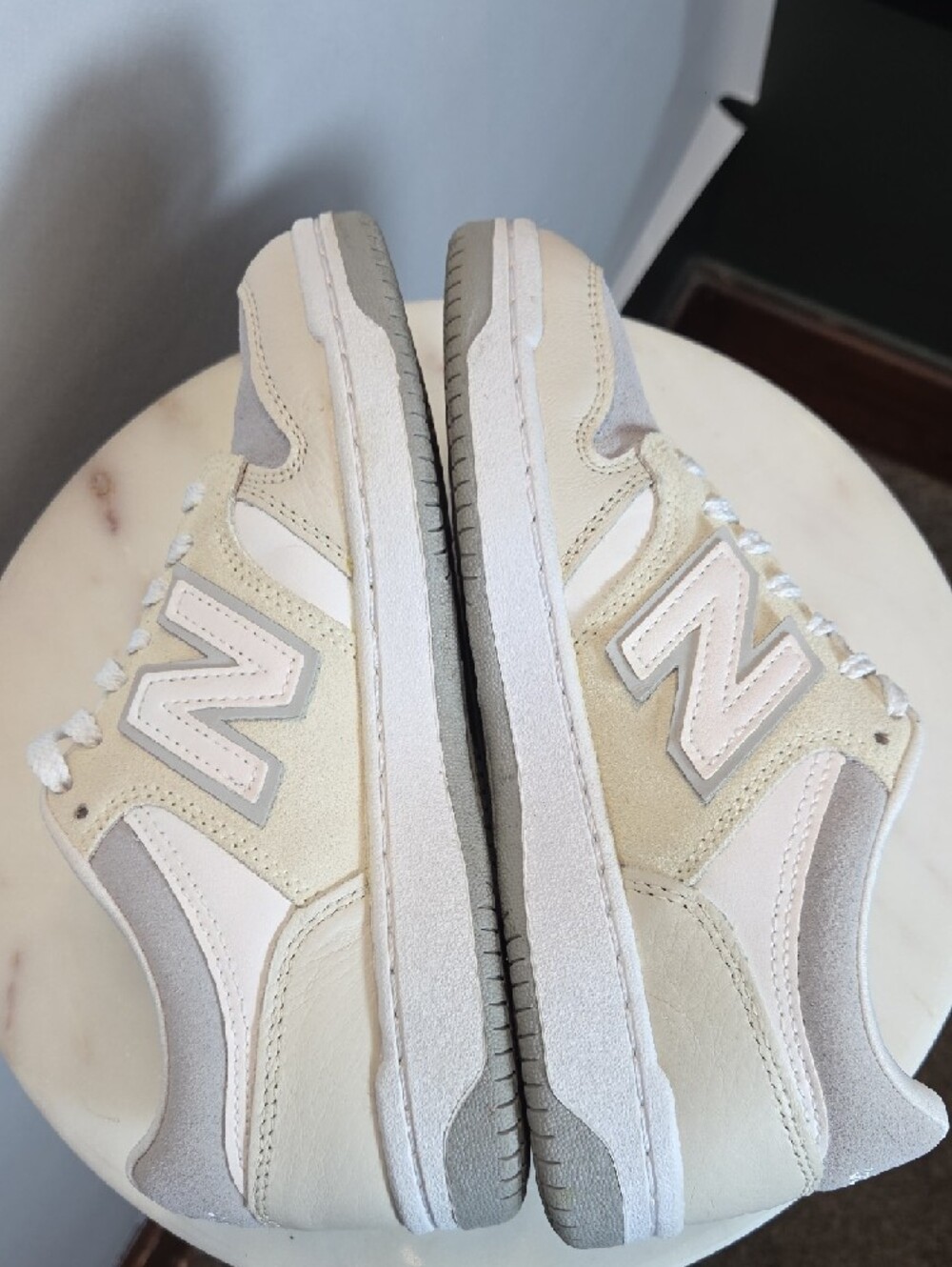 New Balance 480 Suede & Leather Low-Top Sneakers In Rain Cloud / Linen Size 7W - Picture 6 of 8
